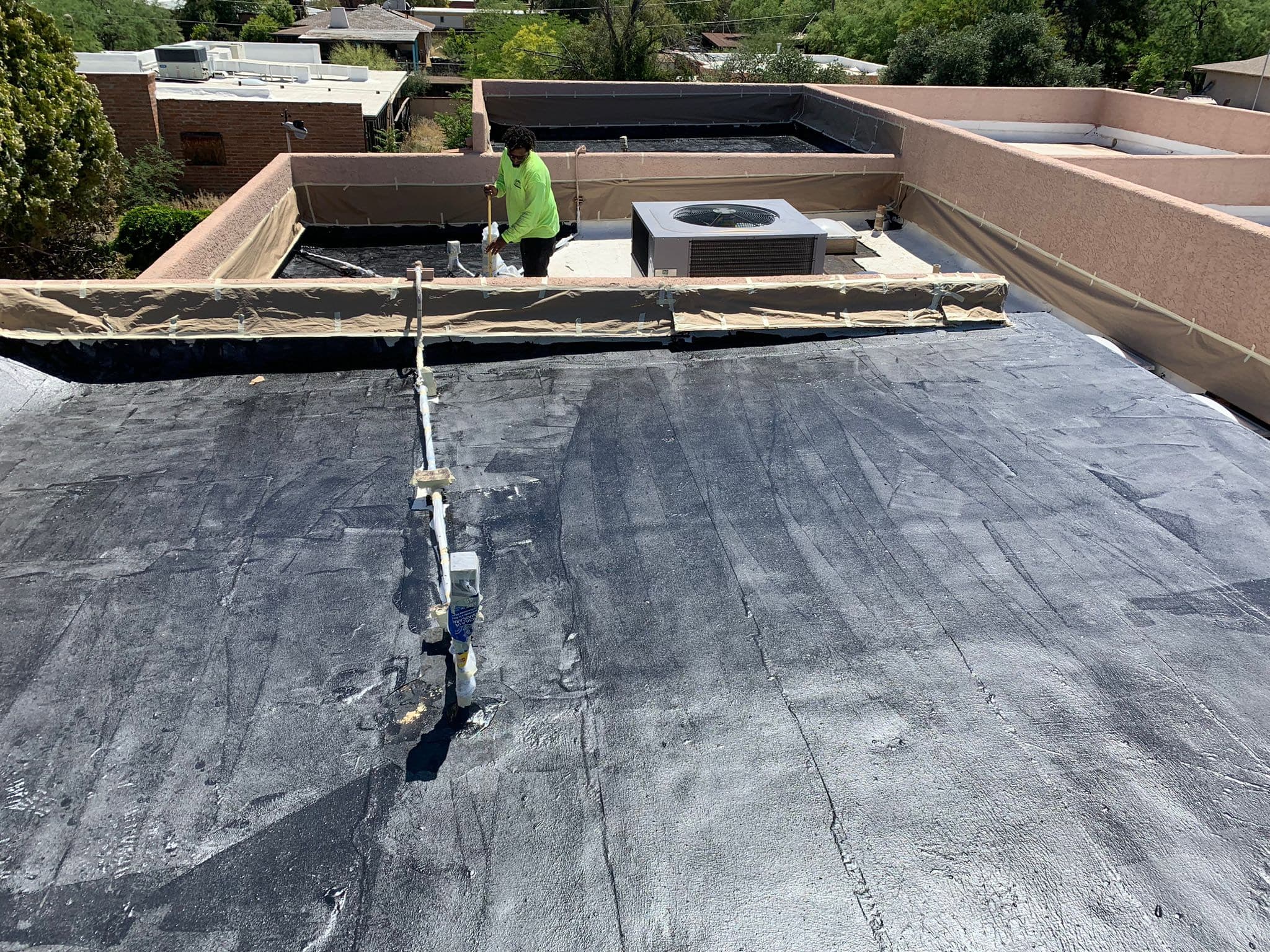 Foam roof coating project photo Universal Roofing foam roof coating project in Tucson