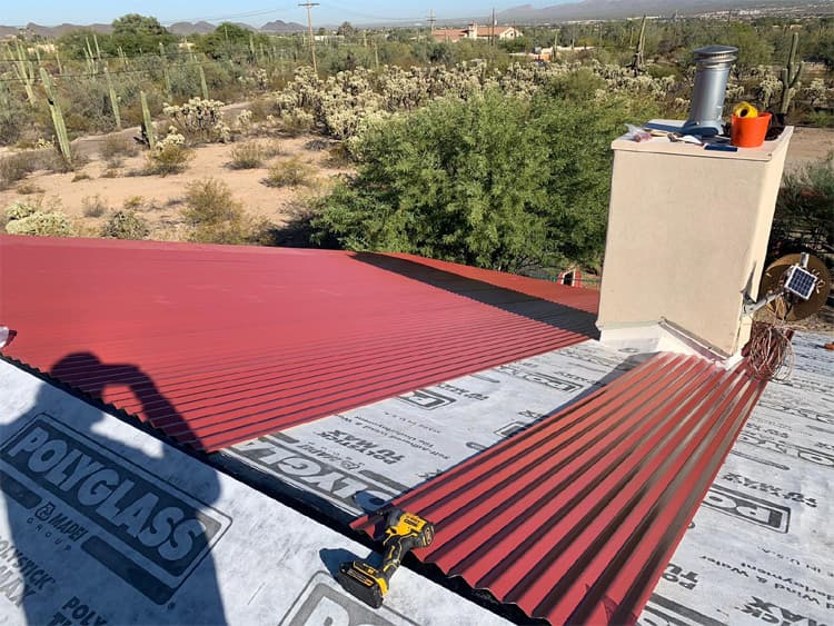 Metal roof installation project photo Universal Roofing metal roof installation project in Tucson